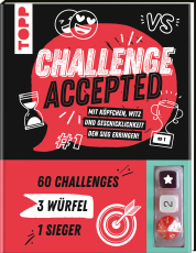 Challenge accepted! Mit 3 Würfeln und 60 Challenges - Mit Köpfchen, Witz und Geschicklichkeit den Sieg erringen. Ab 13 Jahren