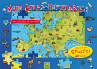 Mein Atlas-Puzzlebuch für Kinder ab 6 Jahren - Tolle Infos und 5 Puzzles mit je 48 Teilen. Lernen und spielen mit Lern-Effekt